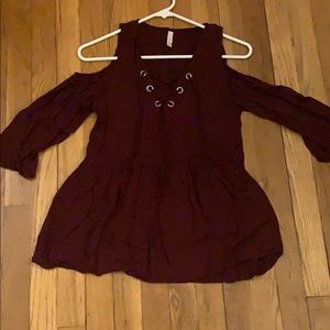 Maroon lace up top